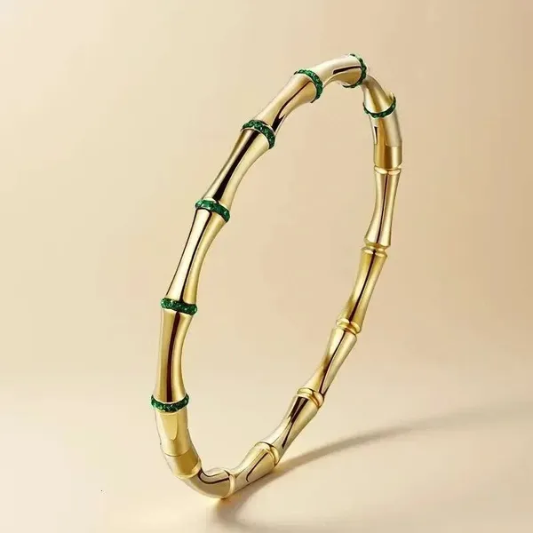 Gold_Green_Stainless_Steel_Bamboo_Bangle_Bracelet_For_Women