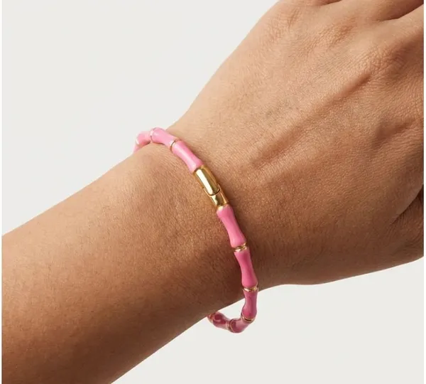 Pink_Stainless_Steel_Beaded_Bracelet_For_Women