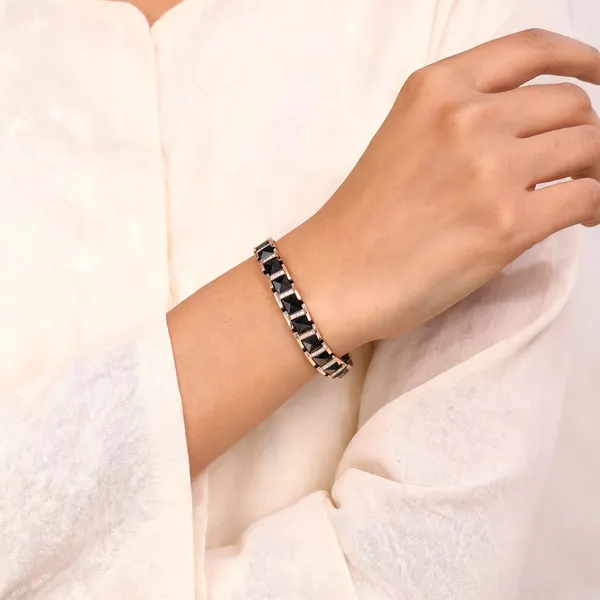 Rose_Gold_Black_Ceramic_Geometric_Link_Bracelet_For_Women