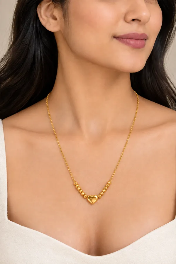 Gold_Stainless_Steel_Beaded_Heart_Pendant_Necklace_For_Women