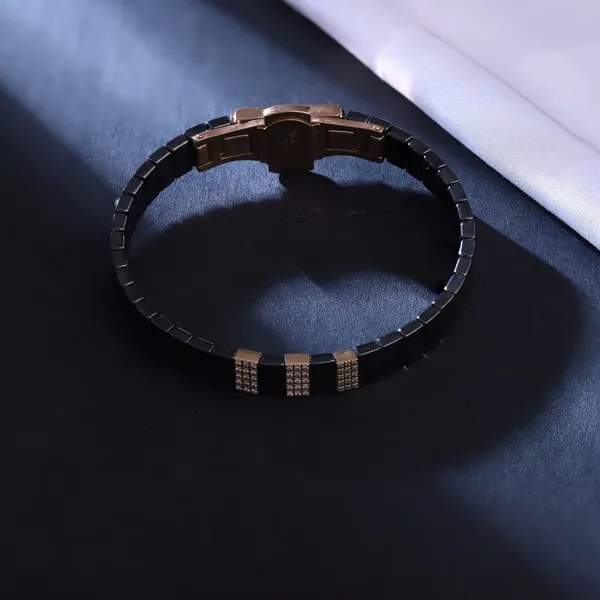 Black_Ceramic_Rose_Gold_Accent_Link_Bracelet_For_Women