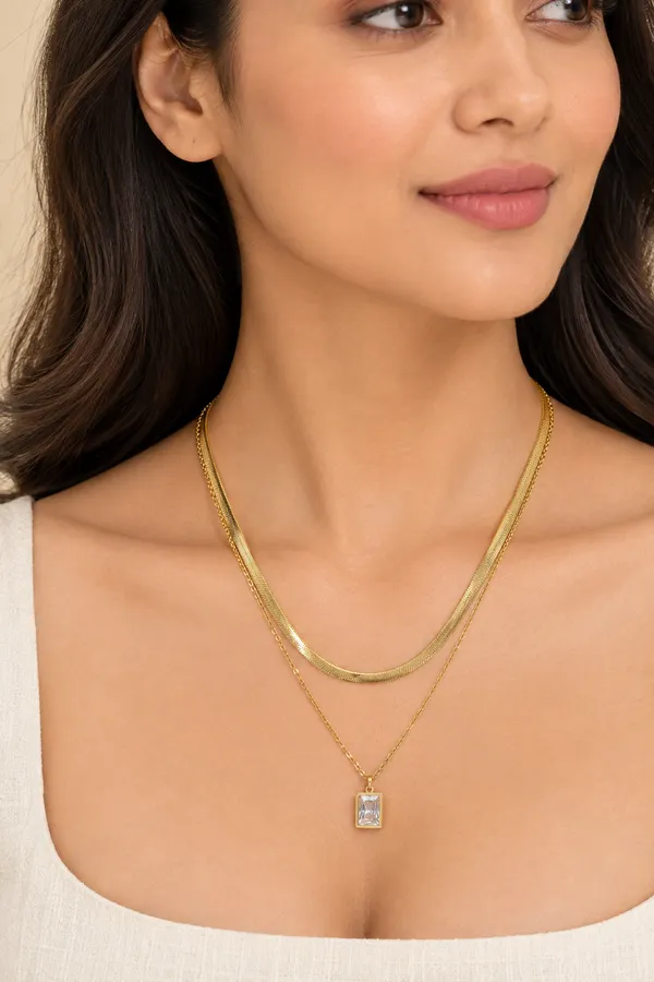 Gold_Stainless_Steel_Layered_Pendant_Necklace_For_Women