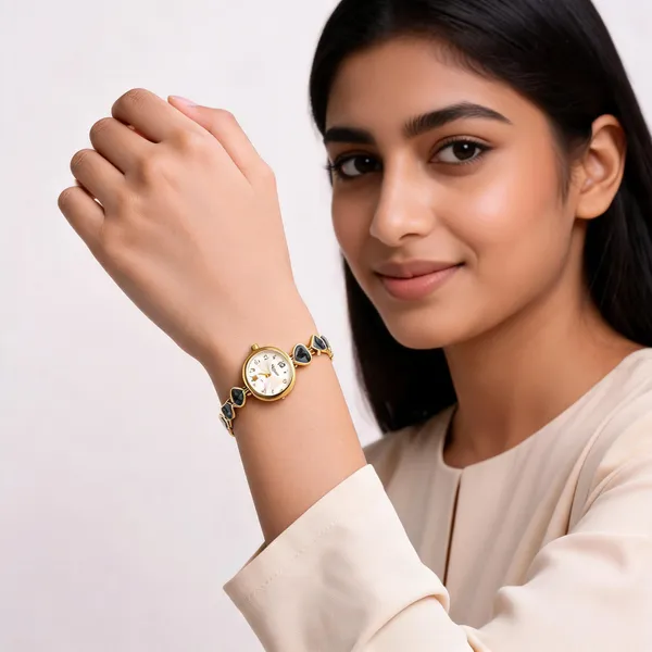 Gold_Tone_Heart_Link_Bracelet_Analog_Wrist_Watch_For_Women