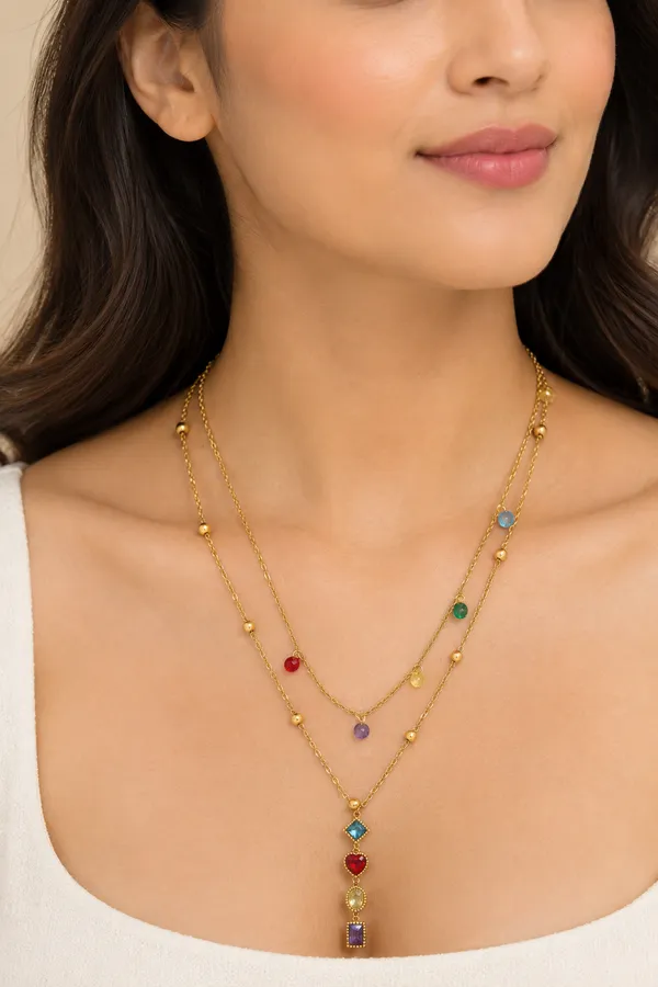 Gold_Multicolour_Stainless_Steel_Layered_Pendant_Necklace_For_Women