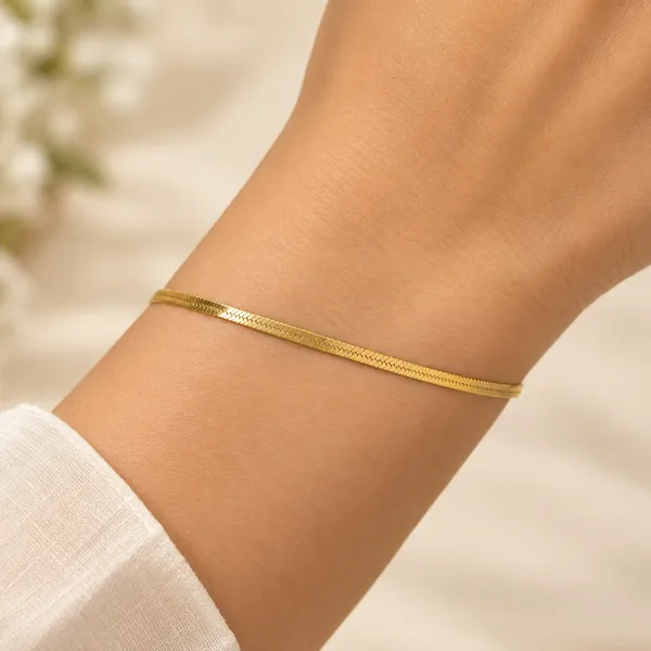 Gold_Tone_Slim_Chain_Bracelet_For_Women
