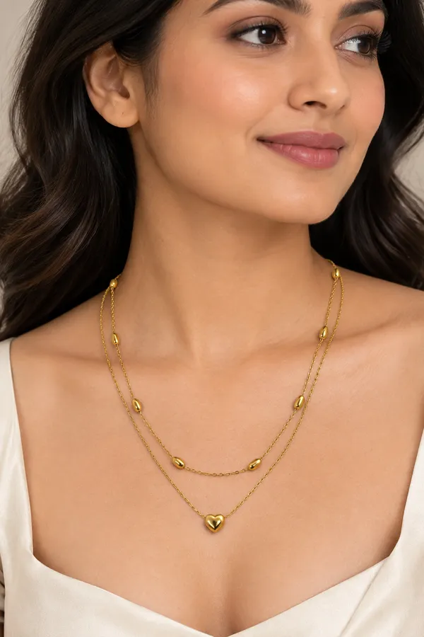 Gold_Stainless_Steel_Layered_Heart_Pendant_Necklace_For_Women