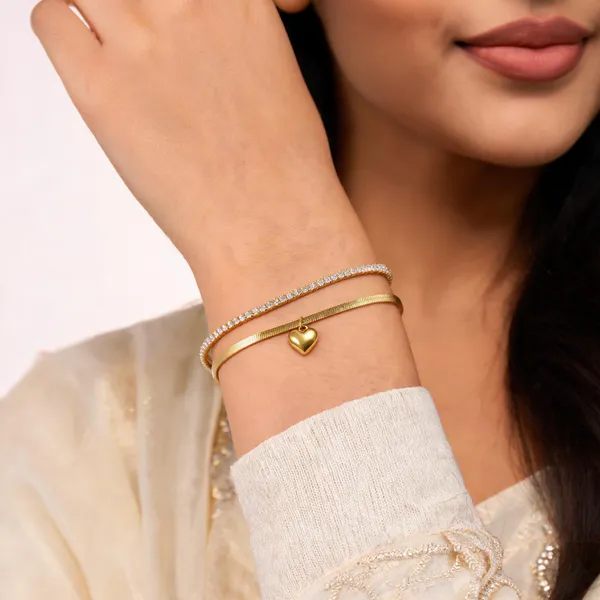 Gold_Stainless_Steel_Layered_Heart_Charm_Bracelet_Set_For_Women
