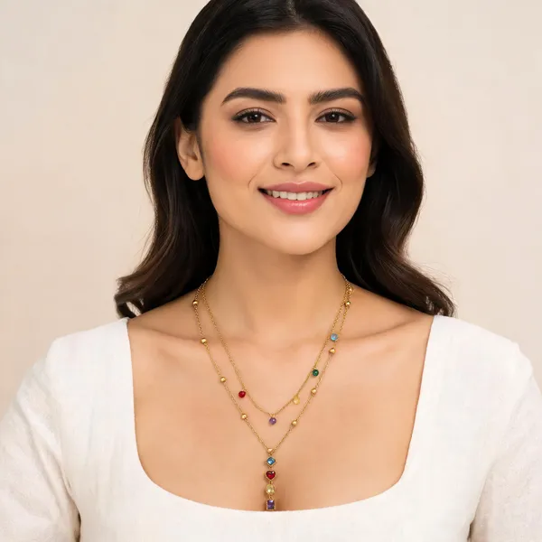 Gold_Multicolour_Stainless_Steel_Layered_Pendant_Necklace_For_Women