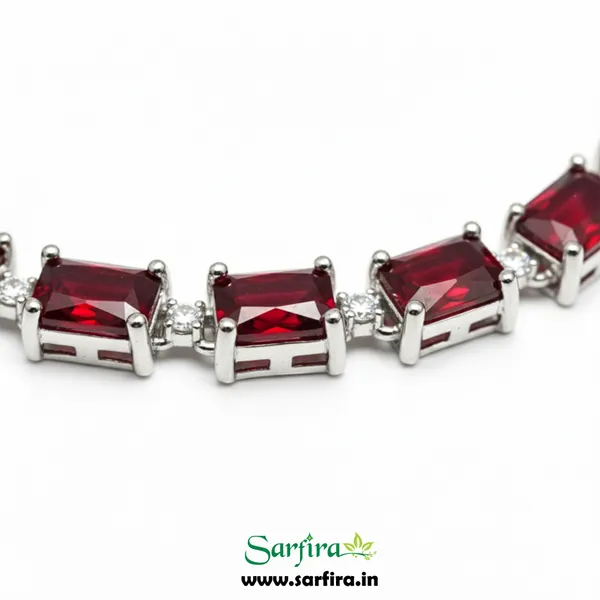 Red_Rectangular_Stone_Silver-Tone_Necklace_And_Earrings_Set_For_Women