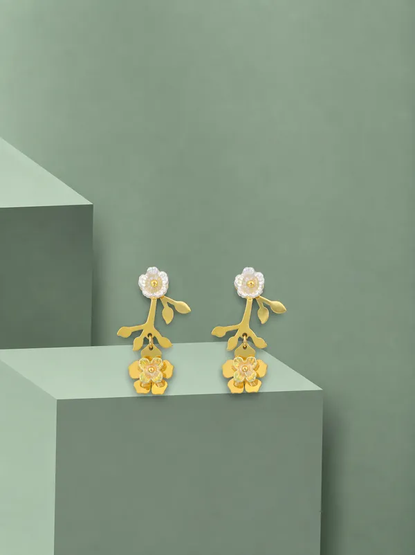 Gold_Stainless_Steel_Layered_Floral_Drop_Earrings_For_Women