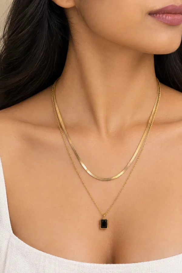 Gold_Black_Tone_Layered_Snake_Chain_Necklace_For_Women