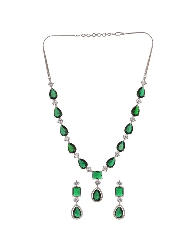 Green_Alloy_Teardrop_Crystal_Necklace_And_Earrings_Set_For_Women