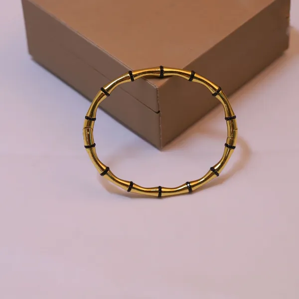 Gold_Black_Bamboo_Style_Stainless_Steel_Bracelet_For_Women