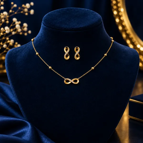 Gold_Stainless_Steel_Infinity_Necklace_And_Earrings_Set_For_Women