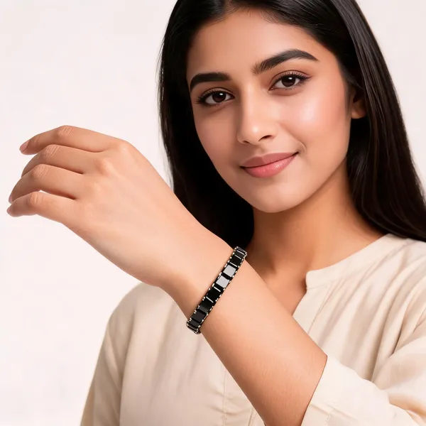 Black_Ceramic_Rectangular_Link_Bracelet_For_Women