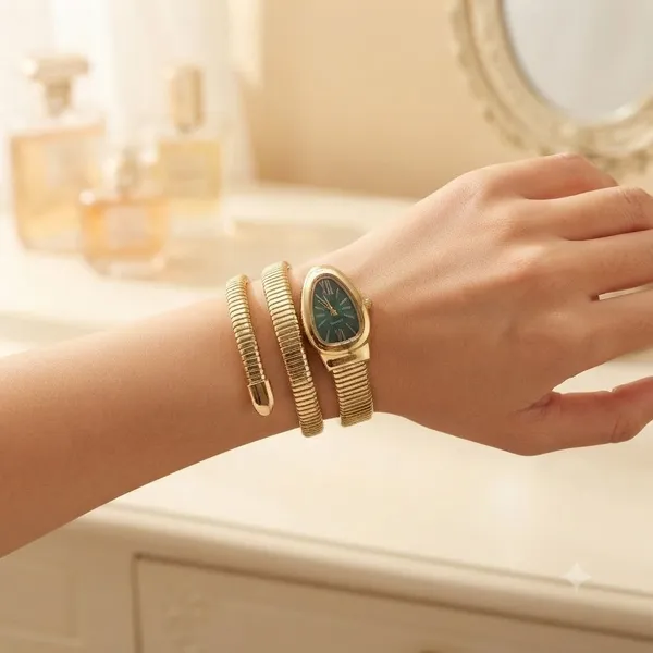 Gold_Tone_Oval_Case_Metal_Bracelet_Watch_For_Women