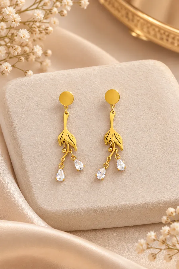 Gold_Stainless_Steel_Leaf_Drop_Earrings_For_Women