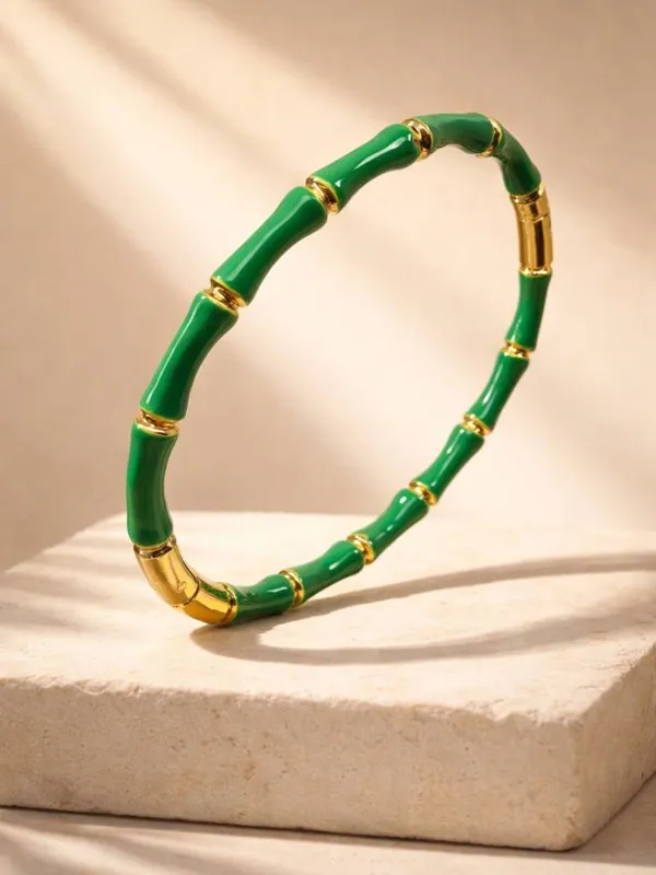 Green_Gold-Tone_Bamboo_Style_Stainless_Steel_Bangle_For_Women