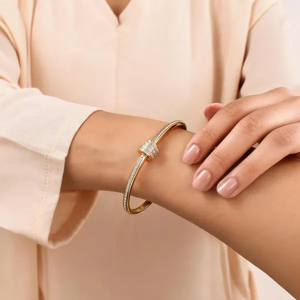 Gold_Stainless_Steel_Crystal_Embellished_Bangle_Bracelet_For_Women