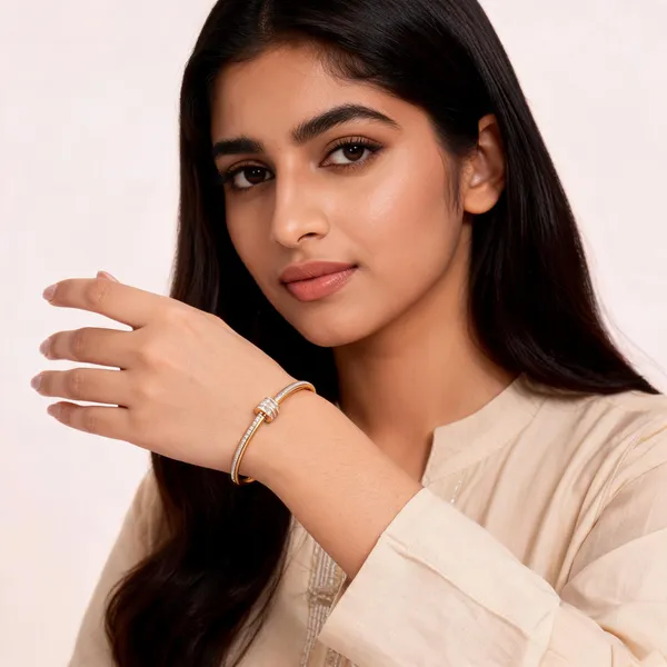 Gold_Stainless_Steel_Crystal_Embellished_Bangle_Bracelet_For_Women
