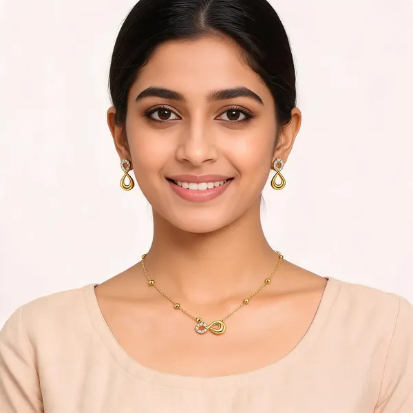 Gold_Stainless_Steel_Infinity_Necklace_And_Earrings_Set_For_Women