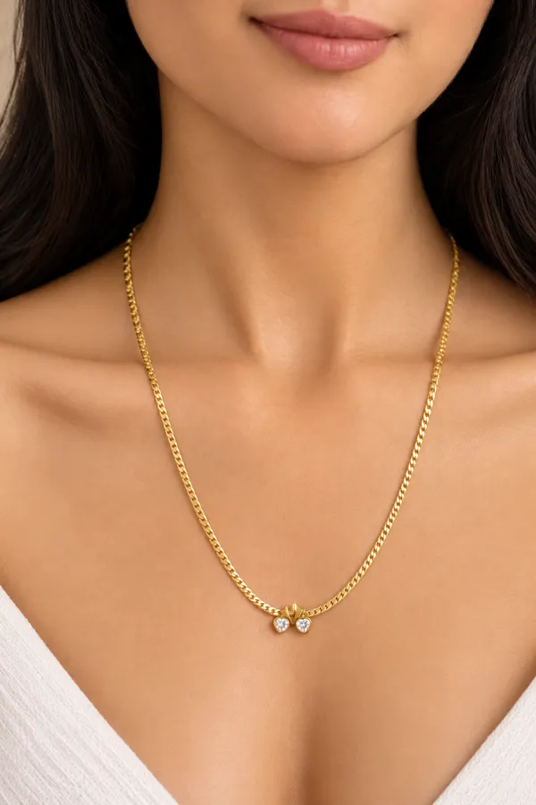 Gold_Stainless_Steel_Floral_Pendant_Necklace_For_Women