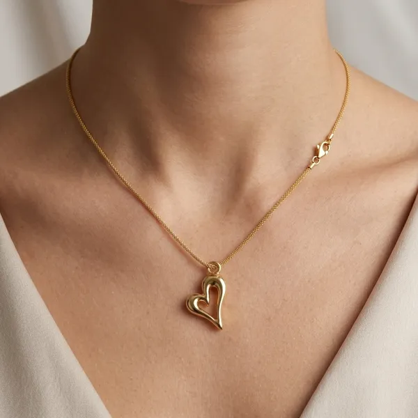 Gold_Tone_Open_Heart_Pendant_Necklace_For_Women