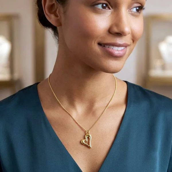 Gold_Tone_Open_Heart_Pendant_Necklace_For_Women