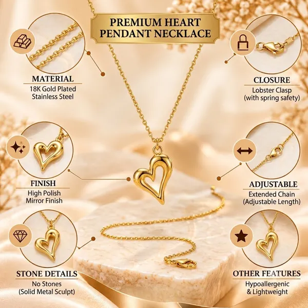 Gold_Tone_Open_Heart_Pendant_Necklace_For_Women