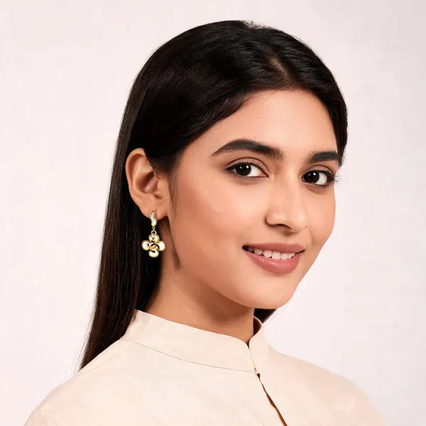 Gold_Stainless_Steel_Floral_Linked_Drop_Earrings_For_Women