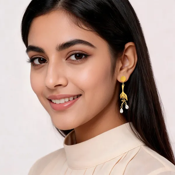 Gold_Stainless_Steel_Leaf_Drop_Earrings_For_Women