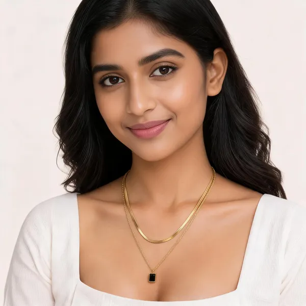 Gold_Black_Tone_Layered_Snake_Chain_Necklace_For_Women