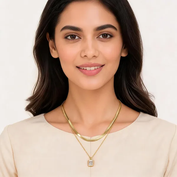 Gold_Stainless_Steel_Layered_Pendant_Necklace_For_Women
