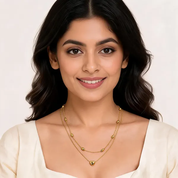 Gold_Stainless_Steel_Layered_Heart_Pendant_Necklace_For_Women