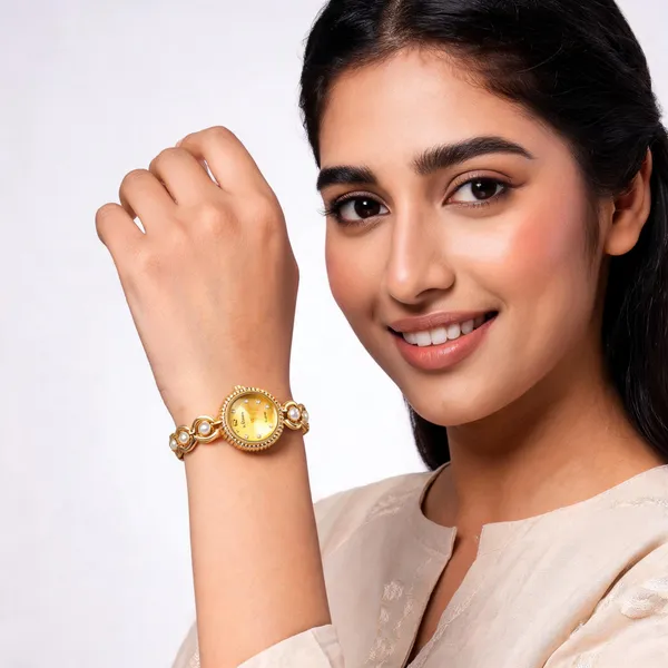 Gold_Tone_Linked_Bracelet_Analog_Watch_For_Women