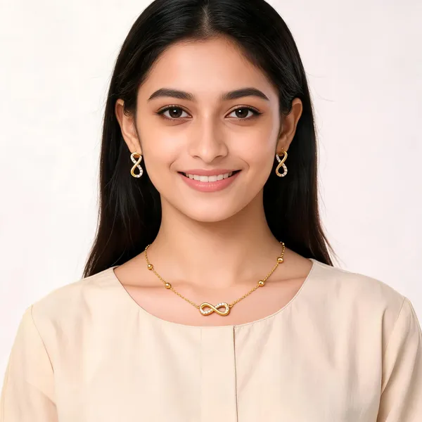 Gold_Stainless_Steel_Infinity_Necklace_And_Earrings_Set_For_Women