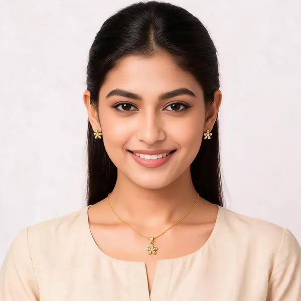 Gold_Stainless_Steel_Floral_Necklace_And_Earrings_Set_For_Women
