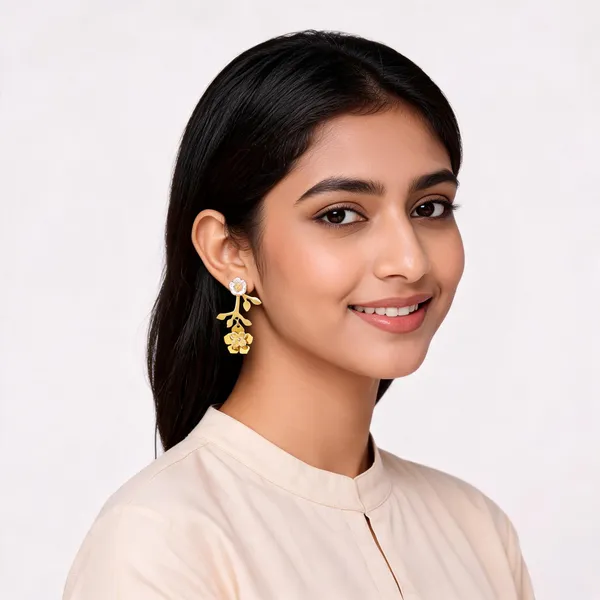 Gold_Stainless_Steel_Layered_Floral_Drop_Earrings_For_Women