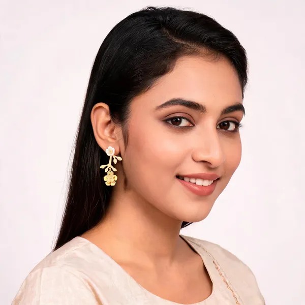 Gold_Stainless_Steel_Layered_Floral_Drop_Earrings_For_Women