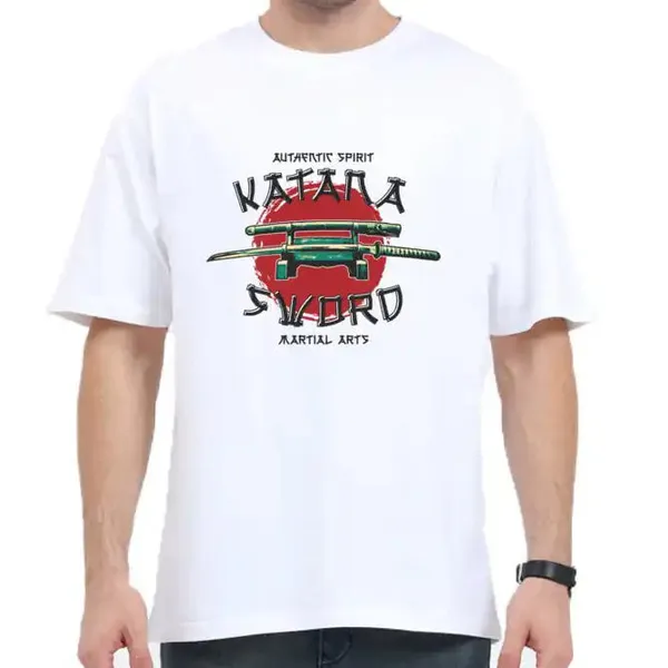 White_Cotton_Oversized_Katana_Graphic_T-Shirt_For_Unisex