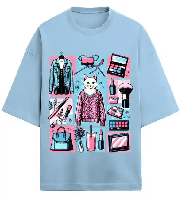 Sky_Blue_Cotton_Oversized_Drop_Shoulder_T-Shirt_For_Women