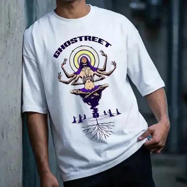White_Cotton_Oversized_Mystic_Phantom_Graphic_T-Shirt_For_Unisex