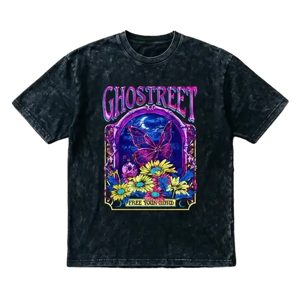 Black_Cotton_Oversized_Acid_Wash_Psychedelic_Butterfly_T-Shirt_For_Unisex