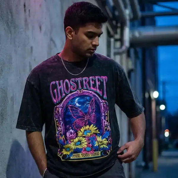 Black_Cotton_Oversized_Acid_Wash_Psychedelic_Butterfly_T-Shirt_For_Unisex