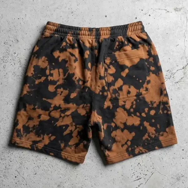 Brown_Black_Cotton_Tie-Dye_Relaxed_Fit_Shorts_For_Unisex