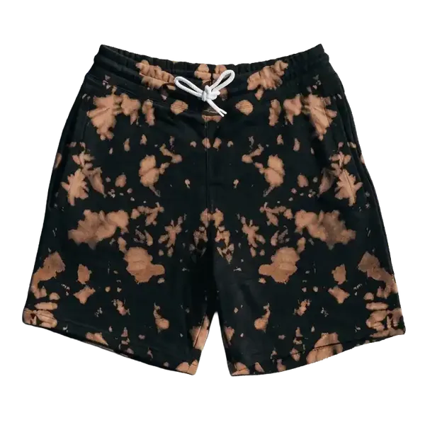 Brown_Black_Cotton_Tie-Dye_Relaxed_Fit_Shorts_For_Unisex