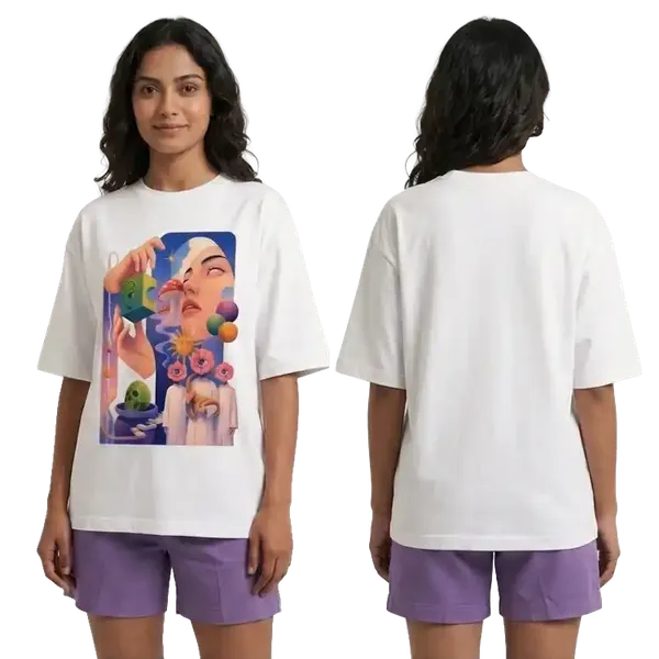 White_Cotton_Oversized_Trippy_Surrealist_Drop_Shoulder_T-Shirt_For_Unisex