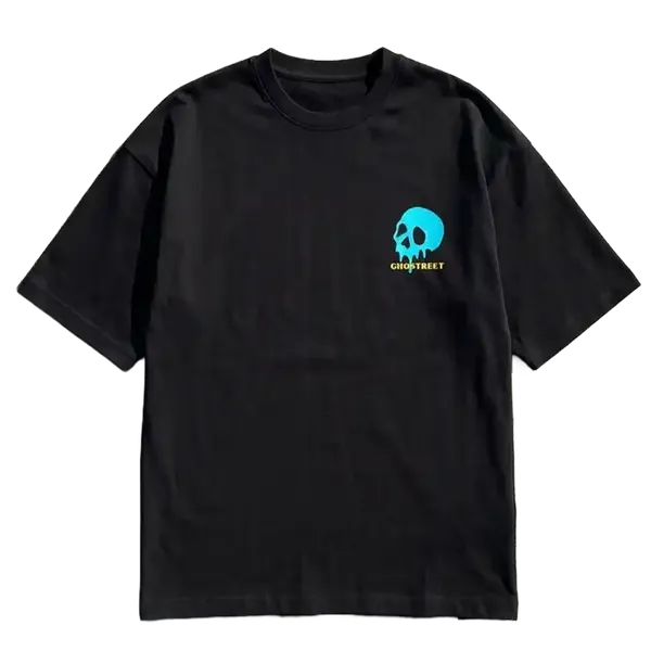 Black_Cotton_Oversized_Dripping_Skull_Graphic_T-Shirt_For_Unisex