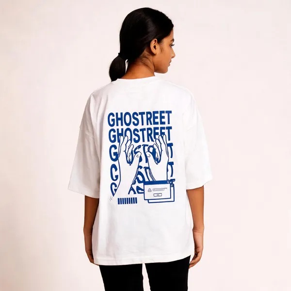 White_Cotton_Oversized_Blue_Ghost_Graphic_T-Shirt_For_Unisex