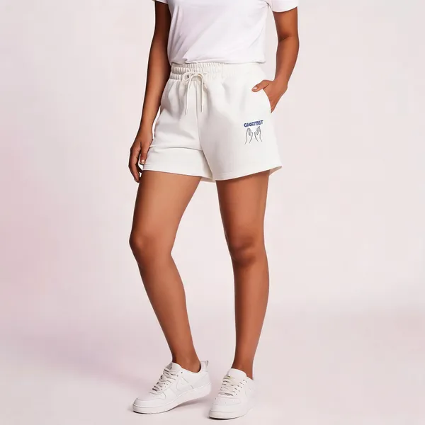 White_French_Terry_Relaxed_Fit_Hope_Shorts_For_Unisex